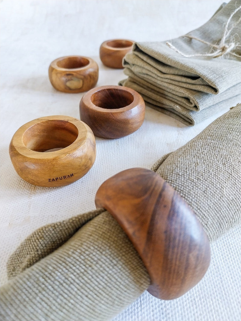 Wooden Napkin Rings - Set of 4, to Complement our Tablecloths and Napkins - Zapurah - Table Decor - www.zapurah.com