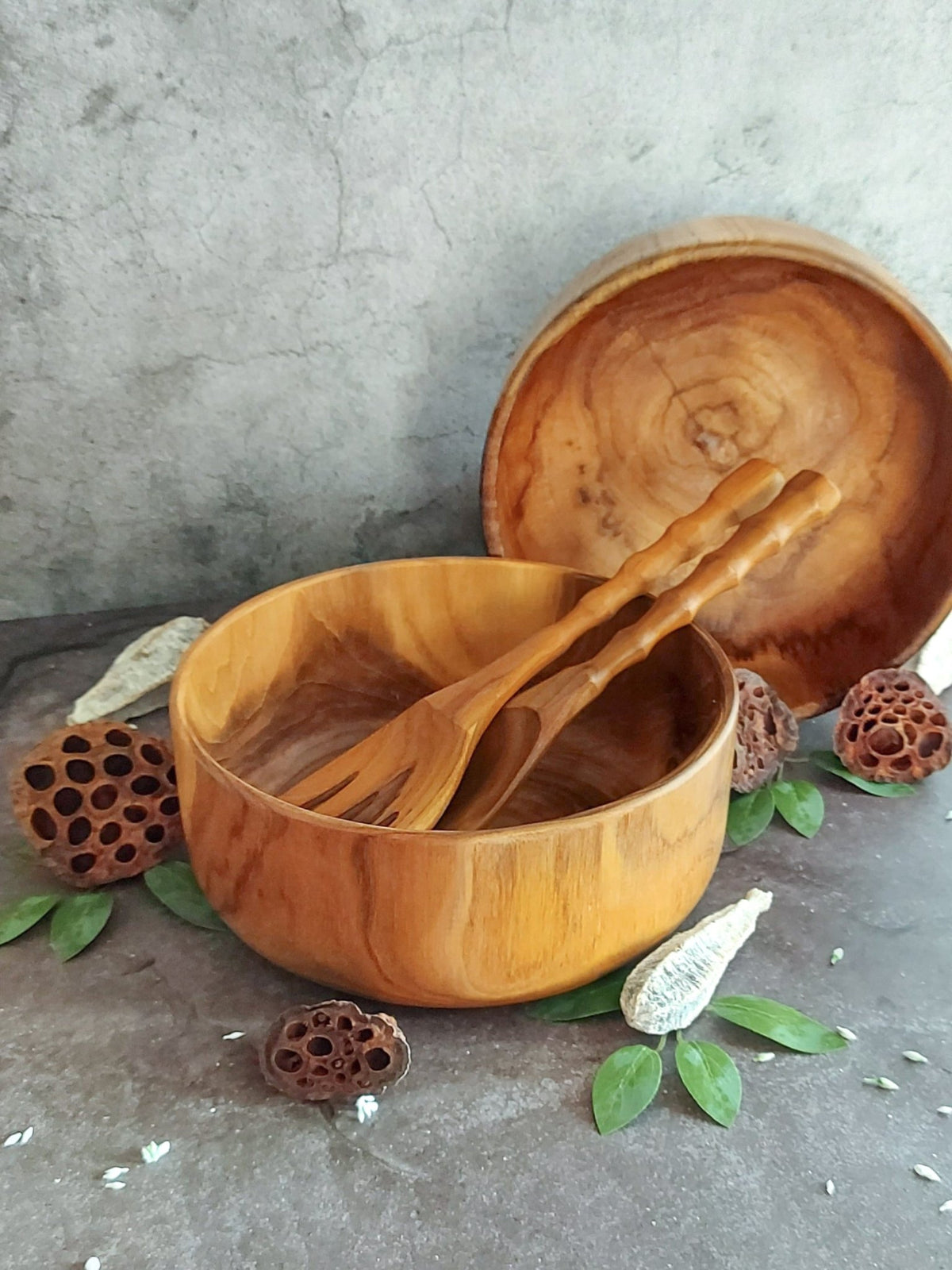 Wooden Salad Serving Spoons and Fork Crafted from Natural Balinese Wood - Zapurah - Home Decor - www.zapurah.com