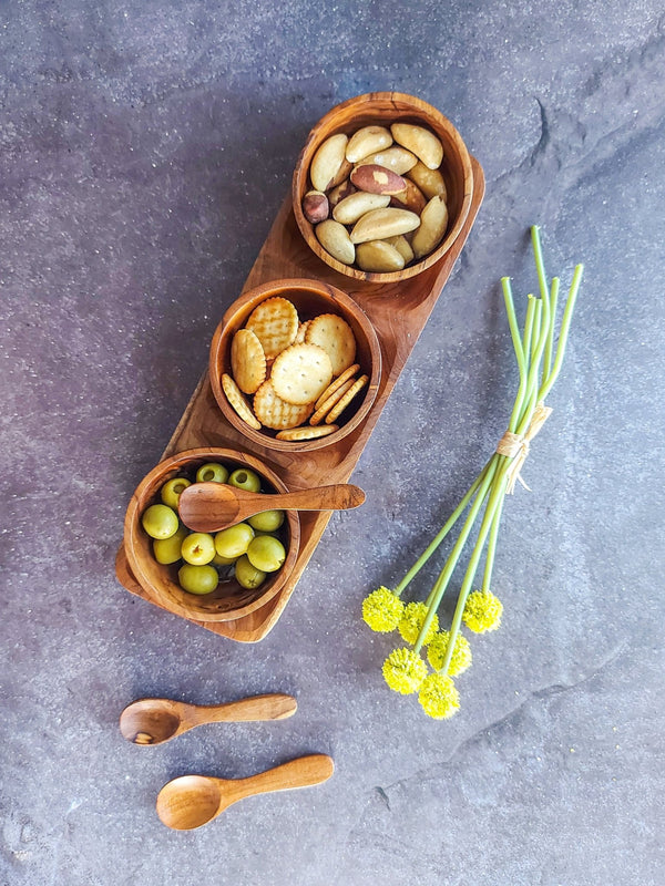 Wooden Medium Dipping Bowls Set - Set of 4, with a Natural Wood Grain - Zapurah - Lifestyle - www.zapurah.com